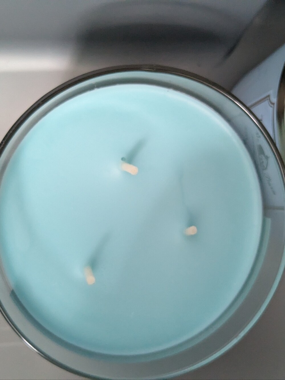 Bath & Body Works Winter 3-Wick Candle - Teal & Silver Accents - Picture 2 of 3